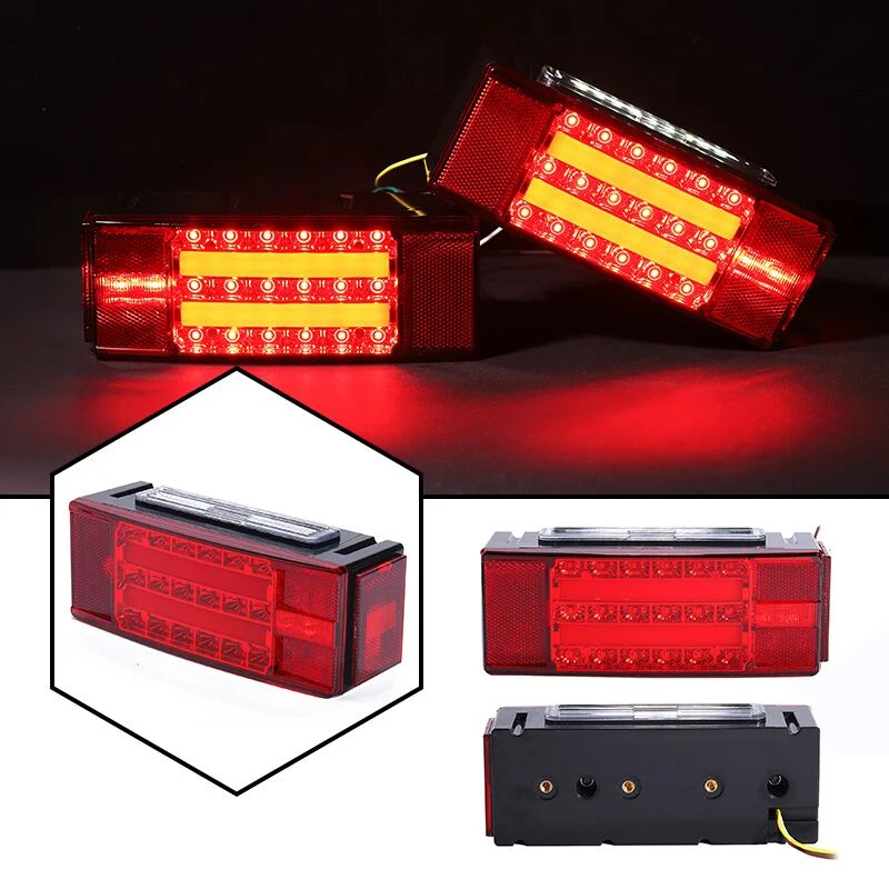 Submersible LED Trailer Light Kit Super Bright Tail Stop Brake Turn Running License Plate Rear for Camper Truck RV Van Marine Rectangular LED Trailer Lights Kit