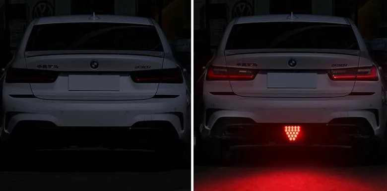 Vehicle Car LED Brake Light 12V Red Triangle Style Tail Light Strobe Parking Warning Light Anti-Collision Lamp for Car Truck